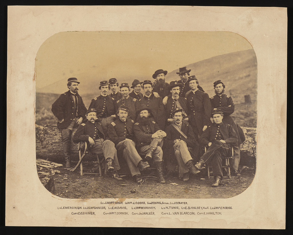 Officers of the 15th New Jersey Infantry Regiment in uniforms. 1862 year.