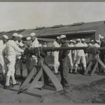 Sailors working with stationary big guns, U.S. Naval Training Station, Camp Wissahickon, Cape May, New Jersey. 1918 year.